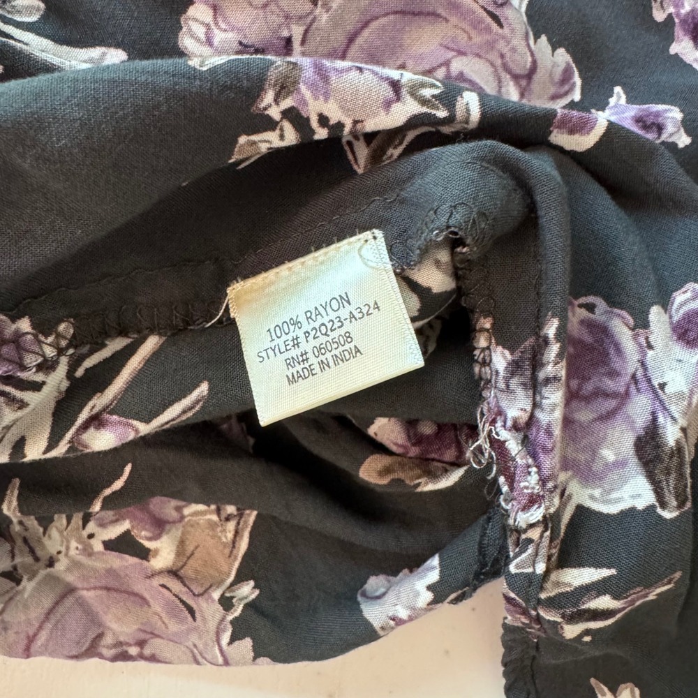 Womens Floral Open Front Kimono Wrap Purple Rose Oversized Cardigan Cover Up - Picture 10 of 12
